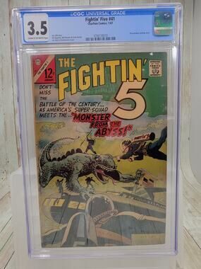 The Fightin' 5 #41 2nd App Peacemaker Cool Monster Cover Charlton 1967 CGC 3.5